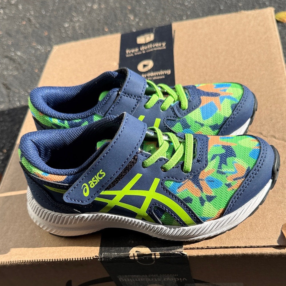 ASICS Kids' Vibrant Blue and Neon Green Sneakers
